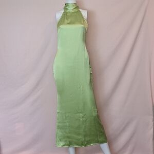 Pretty Lavish Raleigh Halter Tie Neck Satin Green Dress size 2